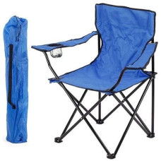 Раскладное кресло стул Паук с подлокотником и з чехлом синее